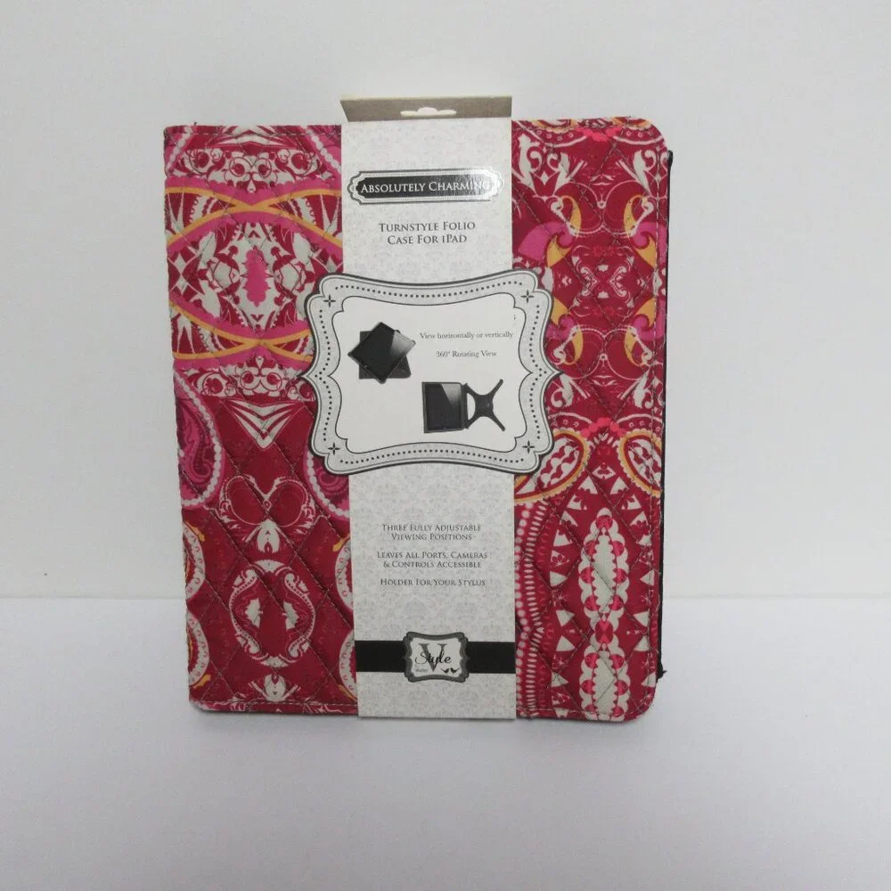 Absolutely Charming Turnstyle Folio Case For iPad by VIVITAR 360° Rotating View